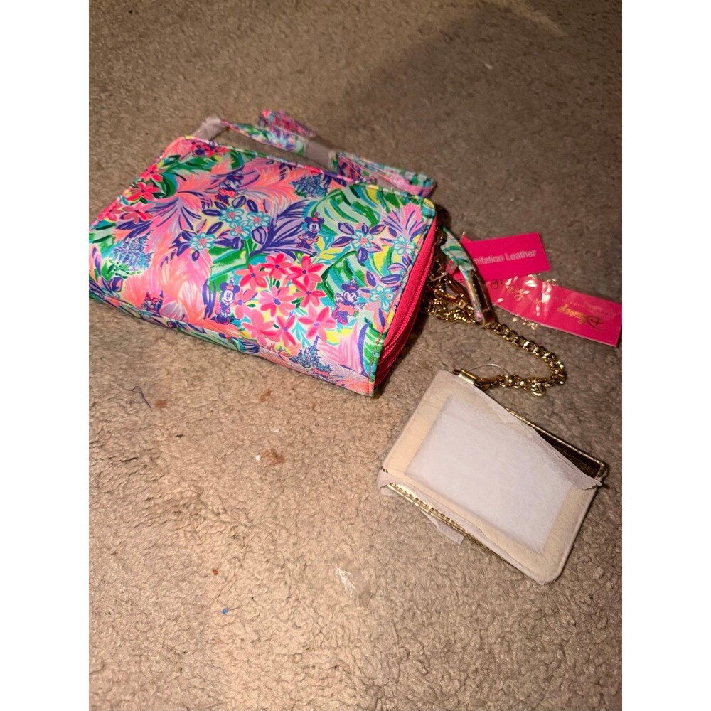 NEW DISNEY LILLY PULITZER CROSSBODY BAG PURSE PINK MINNIE DREAMIN neon wallet